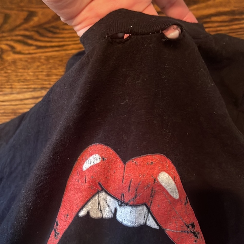 Two black shirts with lips/tongue. Used. - Picture 4 of 8